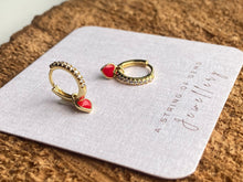 Load image into Gallery viewer, Love is Love Dangle Hoops (RED)
