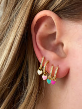 Load image into Gallery viewer, Love Is Love Dangle Hoops (BRIGHT PINK)
