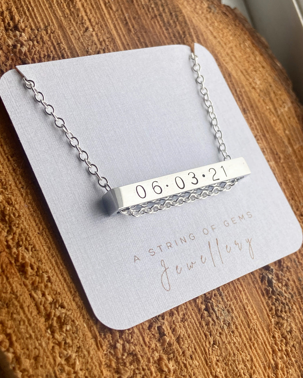 Personalised Horizontal Bar Necklace (Front & Back Personalised Only)