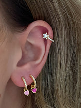 Load image into Gallery viewer, Love Is Love Dangle Hoops (BRIGHT PINK)
